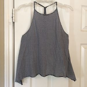 Hollister Black and White Stripe Tank Top XS